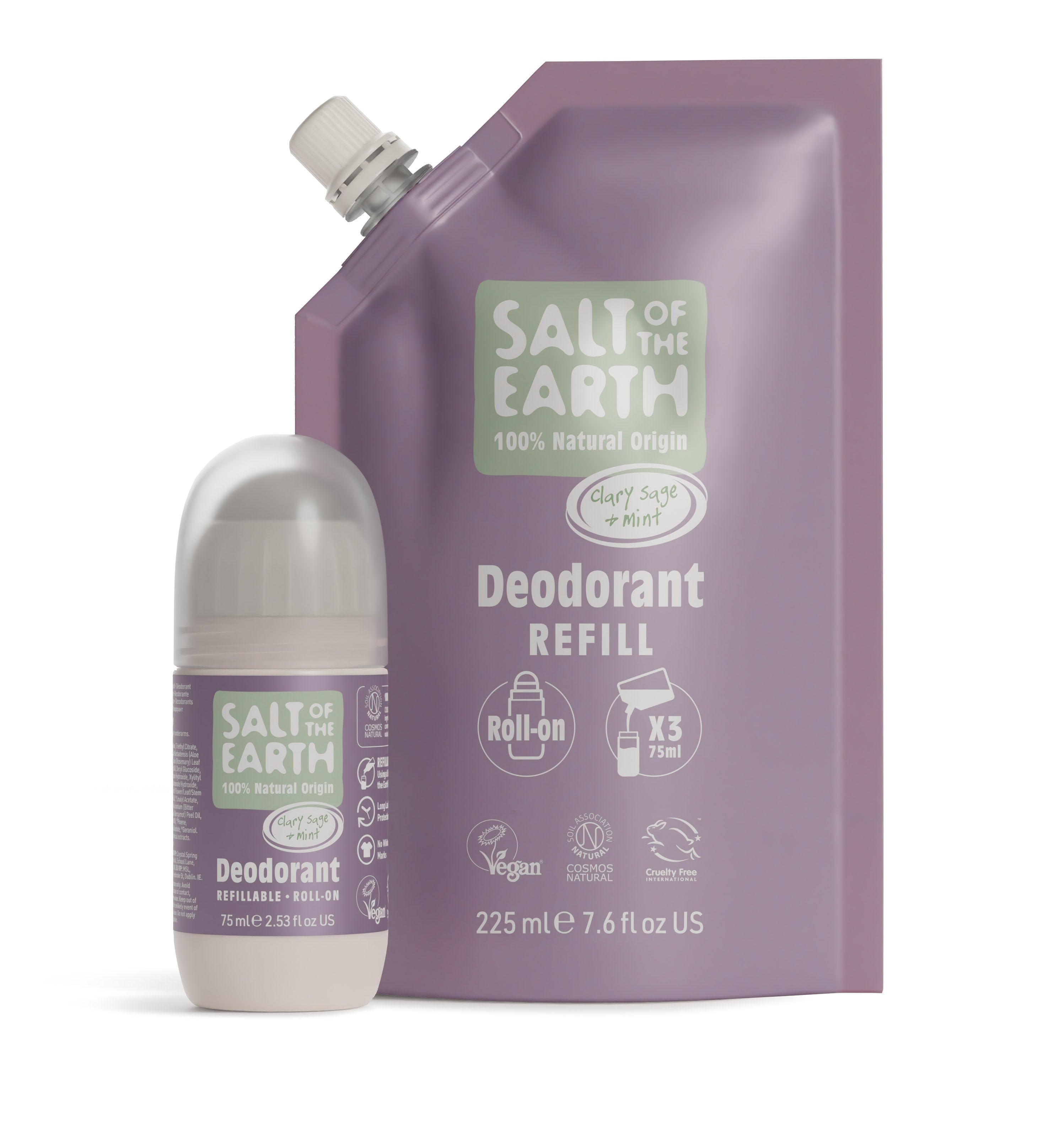 Clary Sage & Mint Roll-On Refill Pouch 225ML