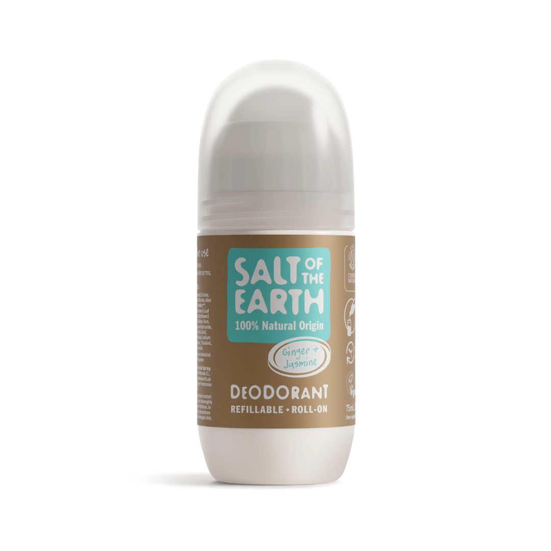 Salt of the Earth 75ml Ginger &amp; Jasmine natural deodorant refillable roll-on.