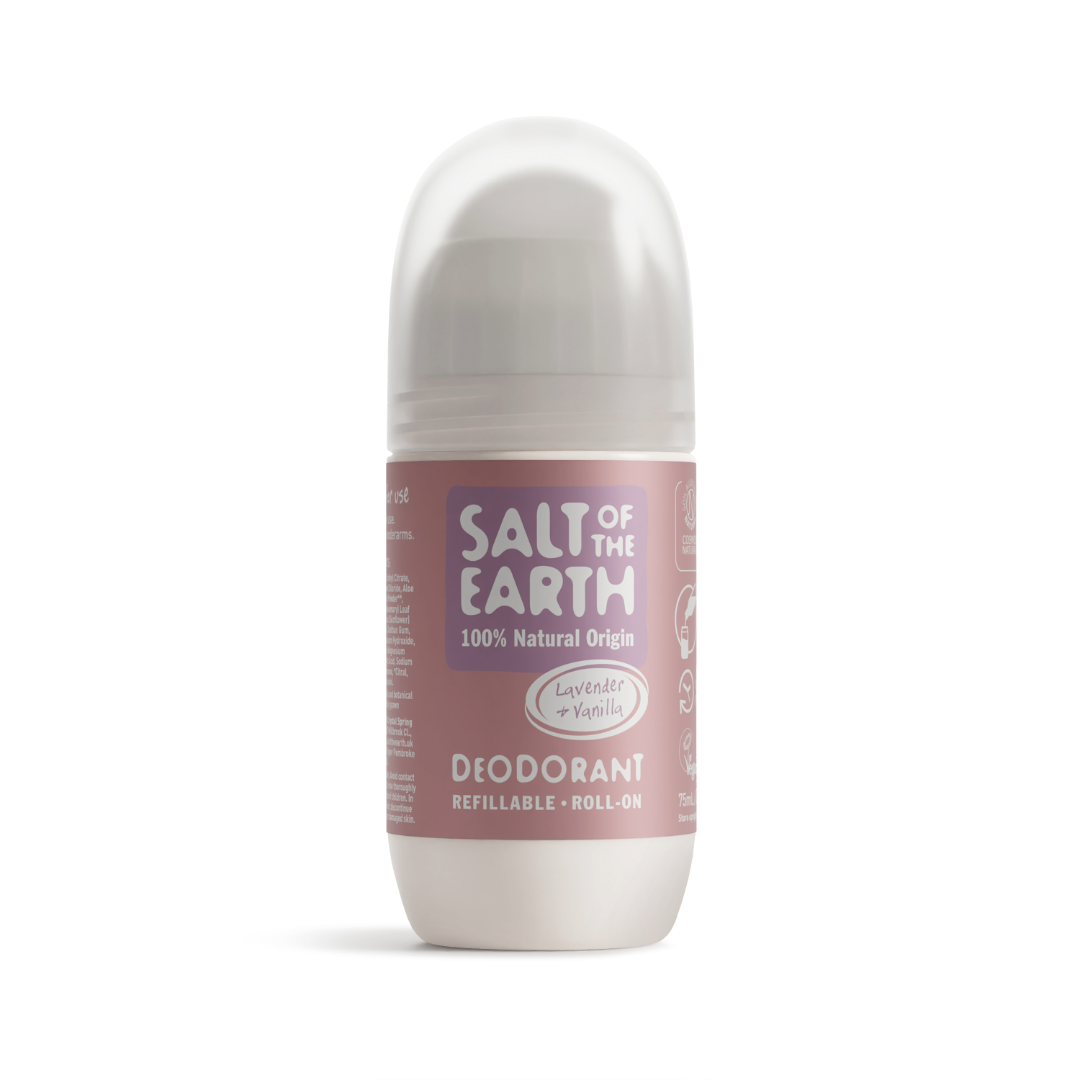 Salt of the Earth 75ml Lavender & Vanilla natural deodorant refillable roll-on.