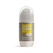 Salt of the Earth 75ml Amber + Sandalwood natural deodorant refillable roll-on.