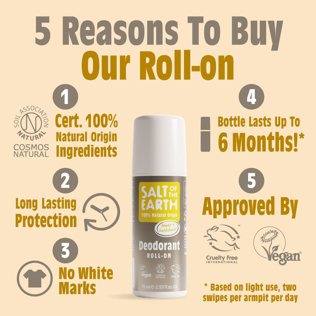 Amber & Sandalwood Natural Roll-On Deodorant