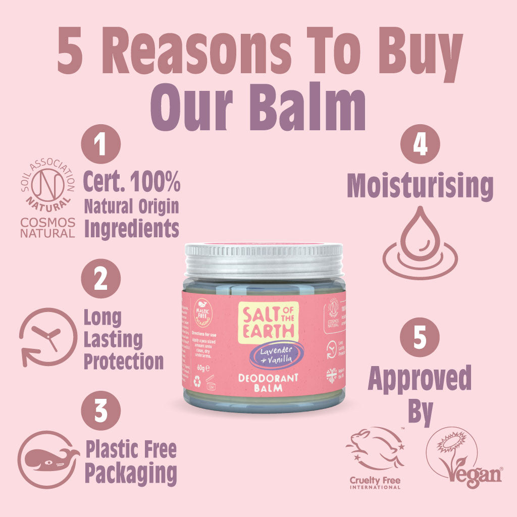 Lavender & Vanilla Natural Deodorant Balm - Plastic Free & Aluminium Free