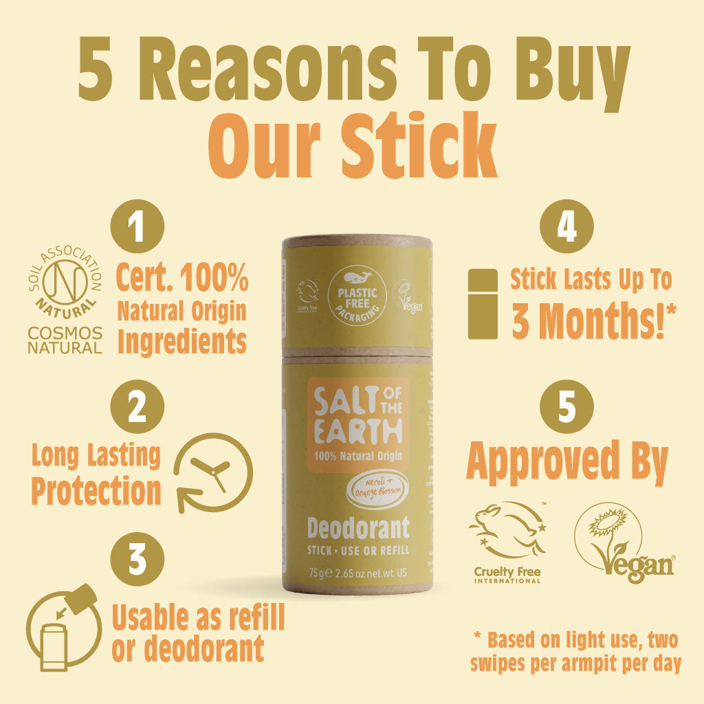 Neroli & Orange Blossom Natural Deodorant Stick - Use or Refill