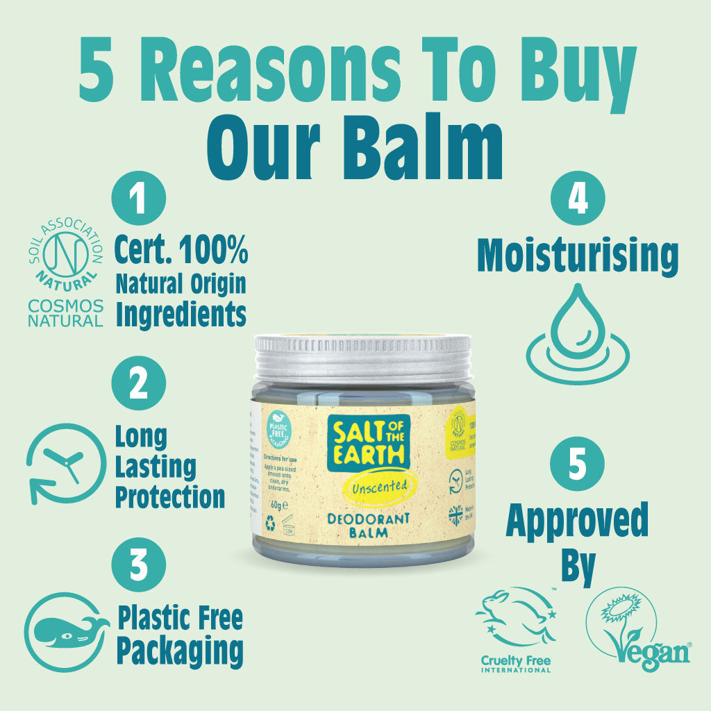 Unscented Natural Deodorant Balm - Plastic Free & Aluminium Free